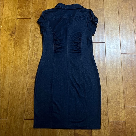 Vintage Intermission Y2K Navy Button-Up Sheath Midi Dress Size 8 Retro Grunge - Picture 9 of 11